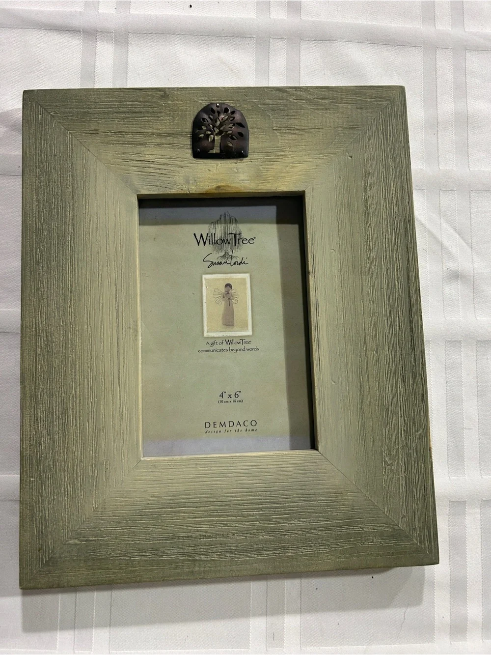 Willow Tree Olive Green Wood Picture Frame with Tree Accent